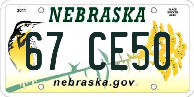 NE license plate 67CE50