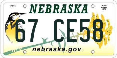 NE license plate 67CE58