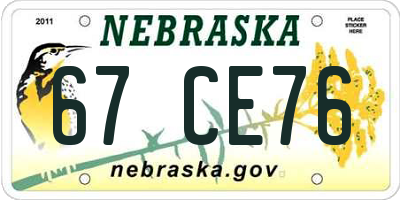 NE license plate 67CE76