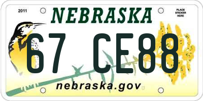 NE license plate 67CE88