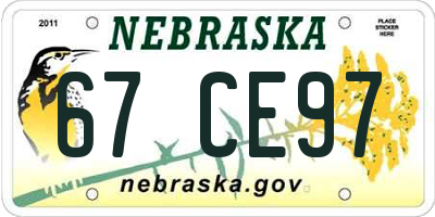 NE license plate 67CE97