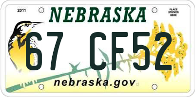 NE license plate 67CF52