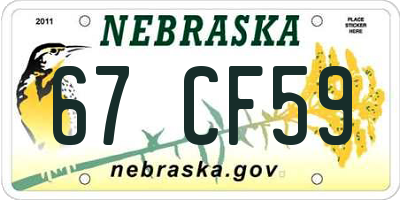 NE license plate 67CF59