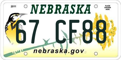 NE license plate 67CF88