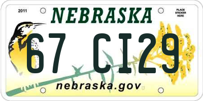 NE license plate 67CI29