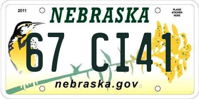 NE license plate 67CI41