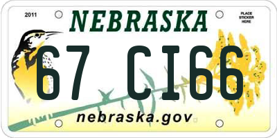 NE license plate 67CI66