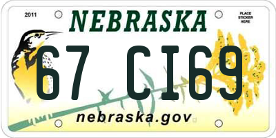 NE license plate 67CI69