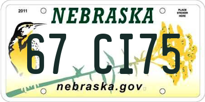 NE license plate 67CI75