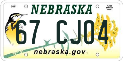 NE license plate 67CJ04