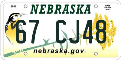 NE license plate 67CJ48