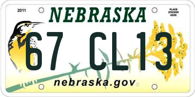 NE license plate 67CL13
