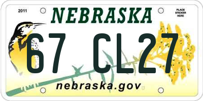 NE license plate 67CL27