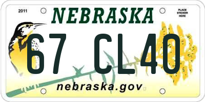 NE license plate 67CL40