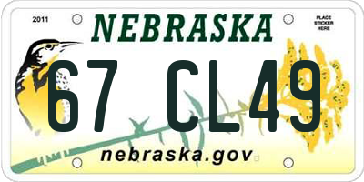 NE license plate 67CL49