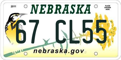 NE license plate 67CL55