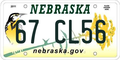 NE license plate 67CL56