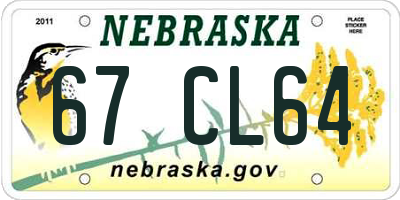 NE license plate 67CL64