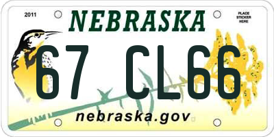 NE license plate 67CL66