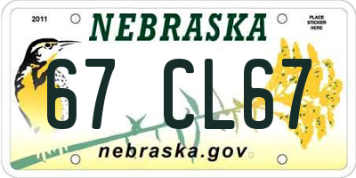 NE license plate 67CL67