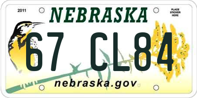NE license plate 67CL84
