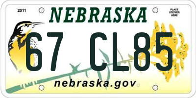 NE license plate 67CL85
