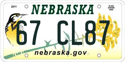 NE license plate 67CL87
