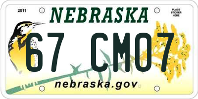 NE license plate 67CM07
