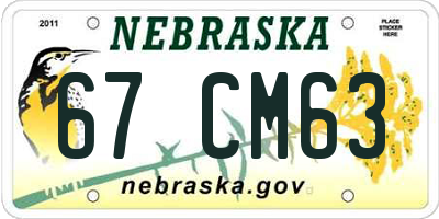 NE license plate 67CM63