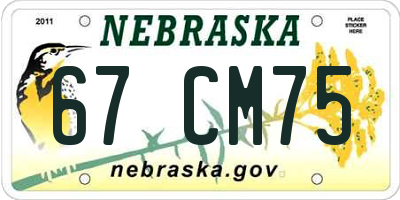 NE license plate 67CM75