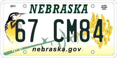 NE license plate 67CM84