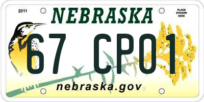 NE license plate 67CP01
