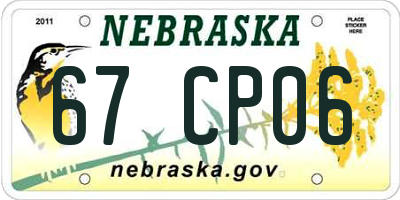 NE license plate 67CP06
