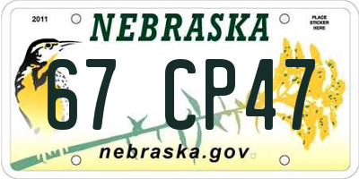 NE license plate 67CP47