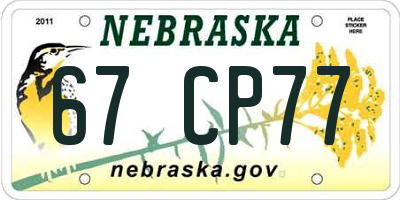 NE license plate 67CP77