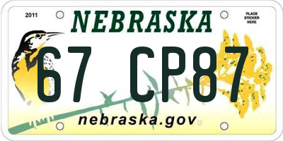 NE license plate 67CP87