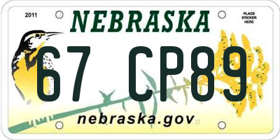 NE license plate 67CP89