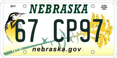 NE license plate 67CP97