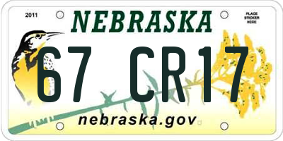 NE license plate 67CR17