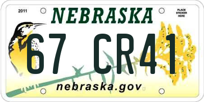 NE license plate 67CR41