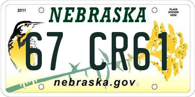 NE license plate 67CR61