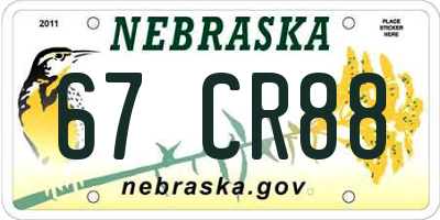 NE license plate 67CR88