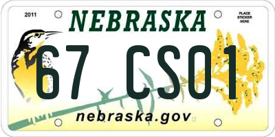 NE license plate 67CS01