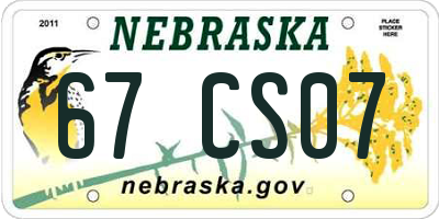 NE license plate 67CS07