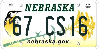 NE license plate 67CS16