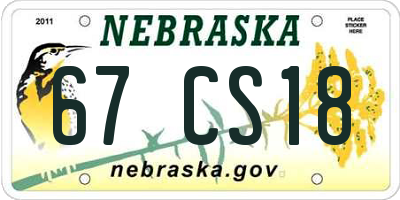 NE license plate 67CS18
