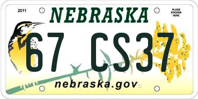 NE license plate 67CS37