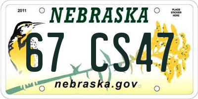 NE license plate 67CS47