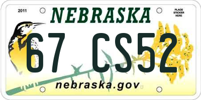 NE license plate 67CS52