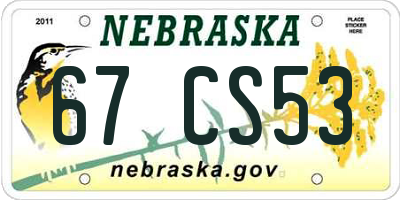 NE license plate 67CS53